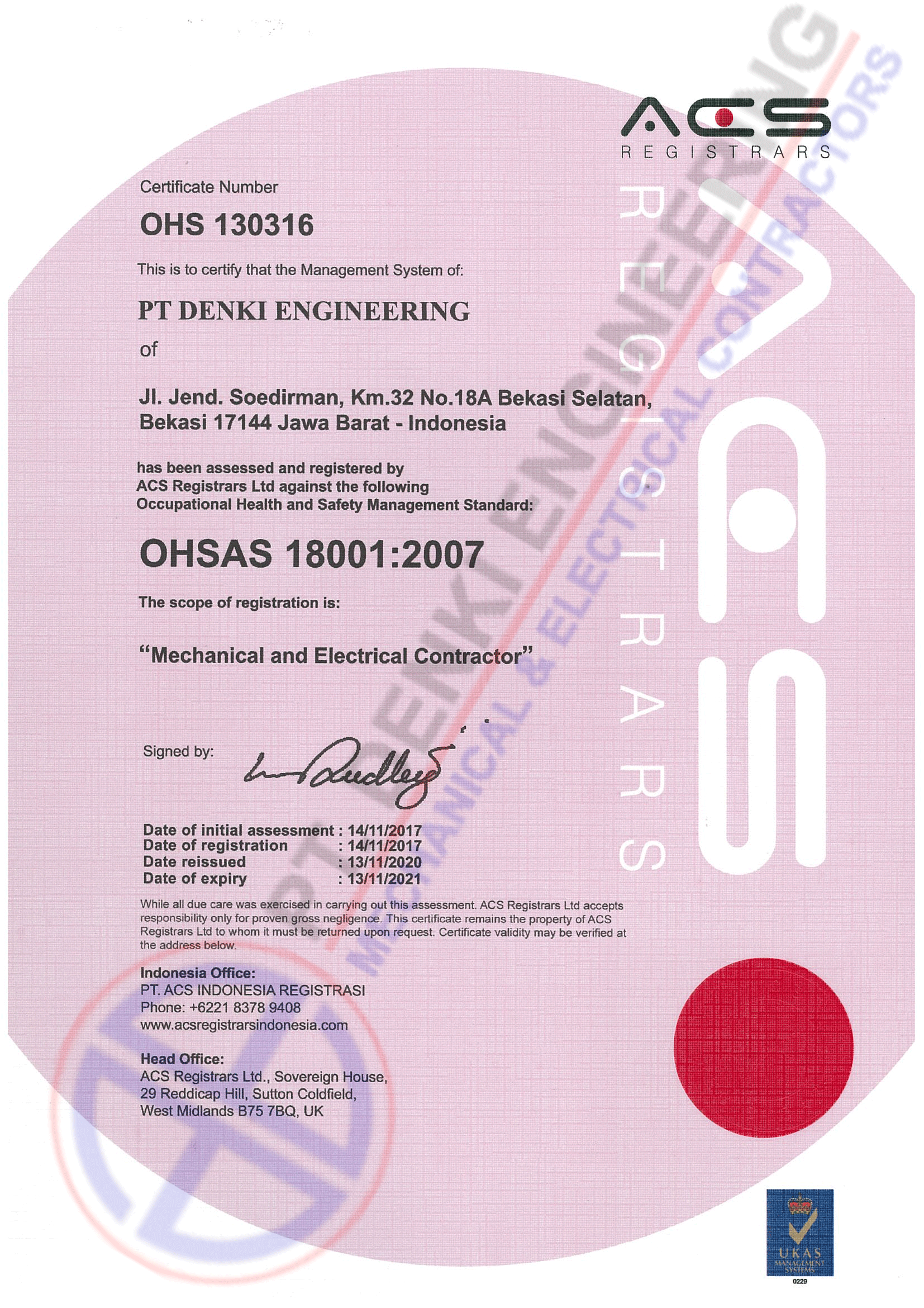OHSAS Certificate